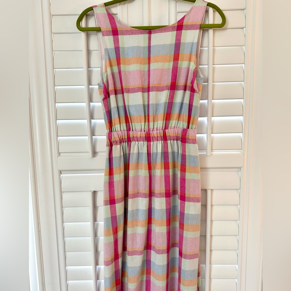Gorgeous Multicolor Linen Sleeveless Tie-Back Dress. XS and in EUC.